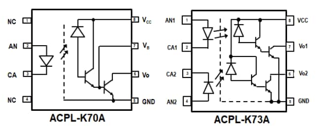 Schéma de principe - Broadcom Optocoupleurs haute vitesse ACPL-K70A/K73A